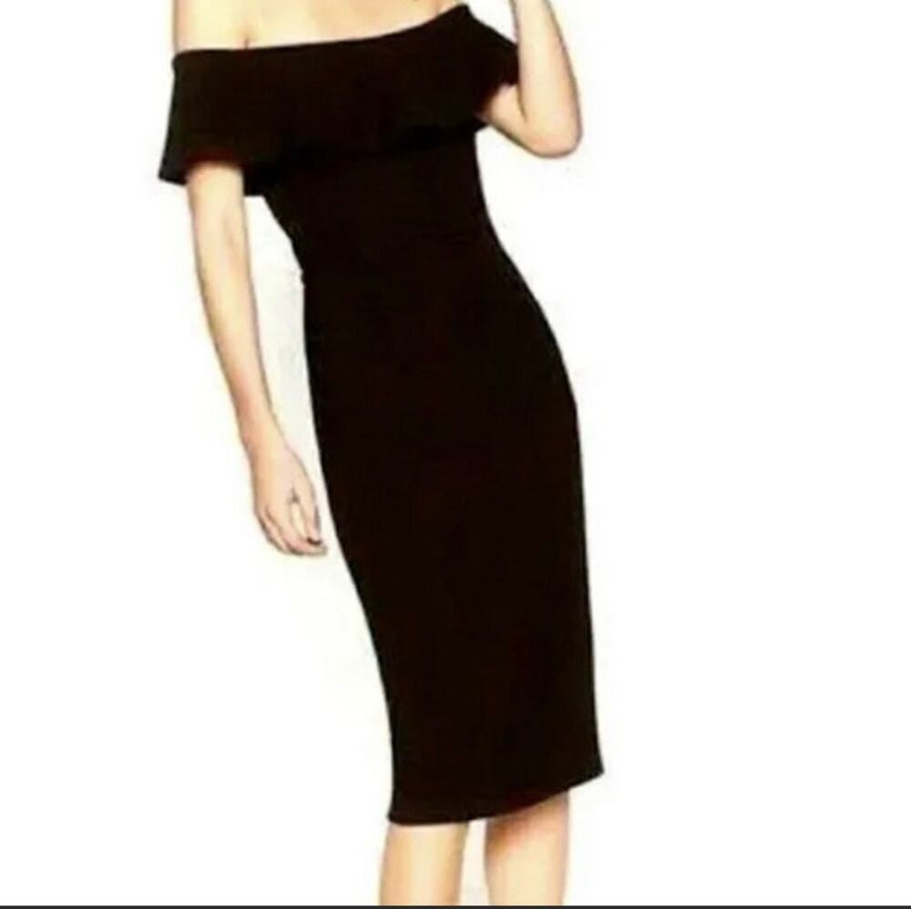 Zara Black Off The Shoulder MIDI Dress Small